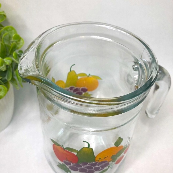 Vintage Crisa Fruit Glass Pitcher 4 Tumblers 5 Piece Set - Picture 4 of 13